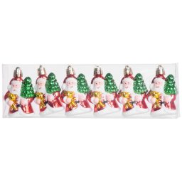 Set 6 ornamente pentru brad cu Mos Craciun, plastic, 6 cm