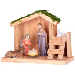 Decoratiune de Craciun Betleem MagicHome din lemn si polyresin, 15 cm