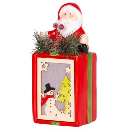 Decoratiune de Craciun suspendabila cu Mos Craciun LED, teracota