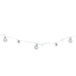Instalatie LED de Craciun cu globuri si fulgi, alb rece, 1,9 m