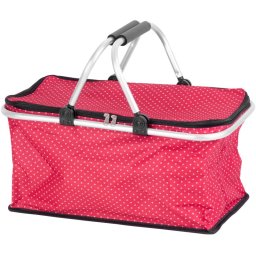 Cos pliabil pentru cumparaturi Jela rosu, cu fermoar, 47x28x25 cm