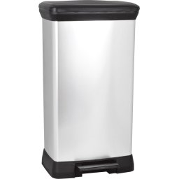 Cos de gunoi cu pedala Curver Deco 50L, negru/argintiu, 39x29x73 cm
