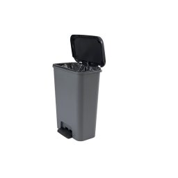 Cos de gunoi Curver Compatta 50L cu pedala, negru/gri