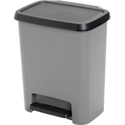 Cos de gunoi KIS Compatta 25L cu pedala, negru/gri, 28x38x43 cm