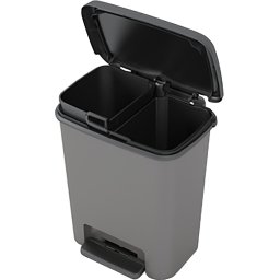 Cos de reciclare KIS Compatta 2x11L cu pedala, negru/gri