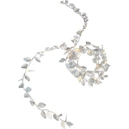 Instalatie LED decorativa cu frunze argintii, 20 LED, lumina calda