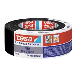 Banda adeziva textila Tesa PRO Duct Tape 50 mm x 50 m, neagra