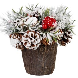 Aranjament de Craciun MagicHome cu brad artificial nins, suport tip lemn, 18 cm