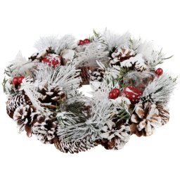Coronita advent MagicHome de Craciun cu crengi ninse, 31x8,5 cm