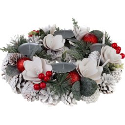 Coronita advent alba naturala MagicHome, decor de Craciun 30 cm
