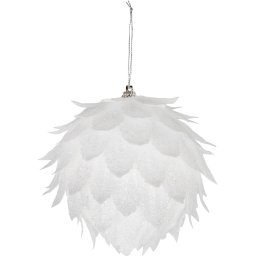 Glob decorativ de Craciun alb cu sclipici, MagicHome, 10 cm