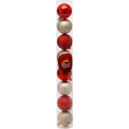 Set 8 globuri de Craciun MagicHome rosu si sampanie, 5 cm