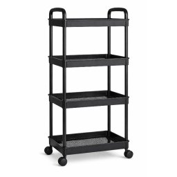 Etajera mobila cu roti 4 rafturi de depozitare negru 97x25,5x34,5