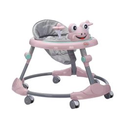 Premergator reglabil pe inaltime cu panou detasabil Broscuta Roz, pliabil, 6 roti, 6 luni+