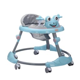 Premergator reglabil pe inaltime cu panou detasabil Broscuta Bleu, pliabil, 6 roti, 6 luni+