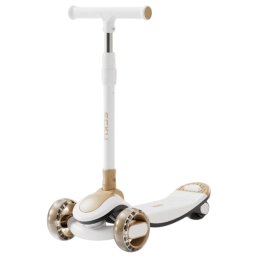 Trotineta copii 807 Crem, pliabila, reglabila 4 trepte, 3 roti, lumini si muzica, 3-10 ani