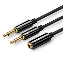 Accesorii Audio Hi-Fi UGREEN AV140 AUX audio splitter headphone + microphone to 3.5 mm mini jack cable, ABS (black)