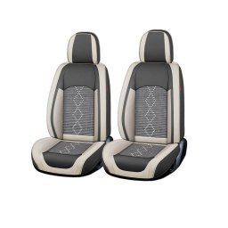 Husa scaun Huse auto premium 5 locuri Carguard Deluxe piele ecologică perforată și textil - gri deschis - gri inchis