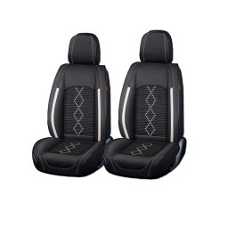 Husa scaun Huse auto premium 5 locuri Carguard Deluxe piele ecologică perforată și textil - negru - alb