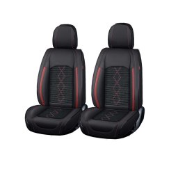 Husa scaun Huse auto premium 5 locuri Carguard Deluxe piele ecologică perforată și textil - negru - rosu închis