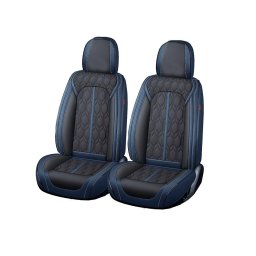Husa scaun Huse auto premium 5 locuri Carguard Deluxe piele ecologică perforată - albastru inchis - negru