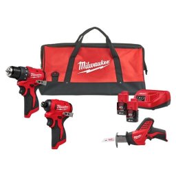 Kit profesional M12BLPP4A, 3 scule brushless, 2 acumulatori M12B2, 1 incarcator C12C si o geanta - Milwaukee MLWK-4933499693