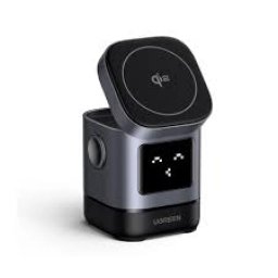 INCARCATOR wireless Ugreen Qi 15W, W709 compatibilitate IPhone + AirPods, prindere magnetica, cablu Type-C la Type-C 1m inclus, gri 45775 (timbru verde 0.18 lei) - 6941876247752