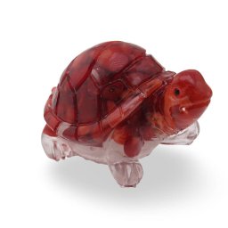 Broscuta din rasina cu spartura Coral rosu, 5cm