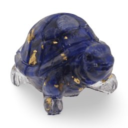 Broscuta din rasina cu spartura Lapis lazuli si foita de aur, 5cm