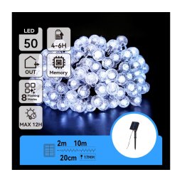 Instalație LED solară decorativă Aigostar 50xLED/8 funcții 12m IP65 alb rece