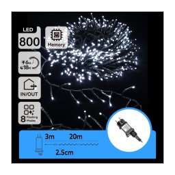 Aigostar - Instalație luminoasă de exterior pentru Crăciun 800xLED/8 funcții 23m IP44 alb rece