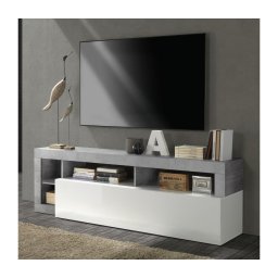 Comodă TV LENOR, alb/gri cu aspect beton