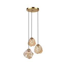 Lustră suspendată pe cablu CRISTAL 3xE14/15W/230V alamă/bej fumuriu