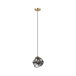 Candelabru pe cablu CRISTAL 1xE14/15W/230V alamă/negru fumuriu