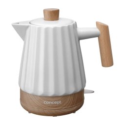 Fierbător electric Concept RK0090 - 1,5 l 1500W/230V alb/decor lemn/ceramică