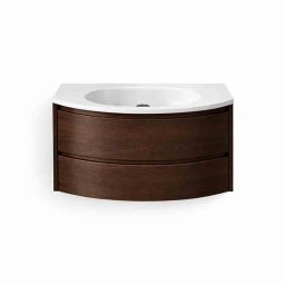 Set mobilier baie suspendat Kolpasan, Joy 100 cm, cu lavoar Cast Marble, dark oak
