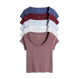 The Set Tricou safir / albastru deschis / roșu carmin / alb