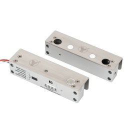 Bolt electric dublu cu actiune electromagnetica, monitorizare, temporizare si LED de stare: Tensiune de alimentare: 12 Vcc; Curent absorbit: 360 mA -in repaus / 2000 mA - la declansare; Forta de retinere: 9806 N (1000 kgf); Temporizare: 0/3/6/9 secunde;