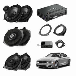Boxe auto Pachet sistem audio Plug&Play Audison dedicat BMW K4E X4M A4E + Amplificator AF C8.14bit + Conectica dedicata