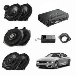 Boxe auto Pachet sistem audio Plug&Play Audison dedicat BMW K4E X4E + Amplificator AF C8.14bit + Conectica dedicata