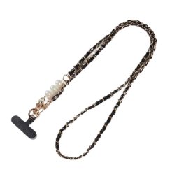 Snur telefon Lemontti cu perle, 120cm, culoare negru
