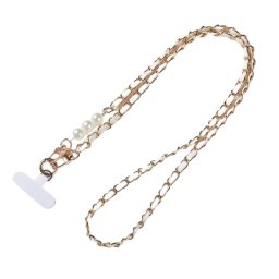 Snur telefon Lemontti cu perle, 120cm, culoare alb