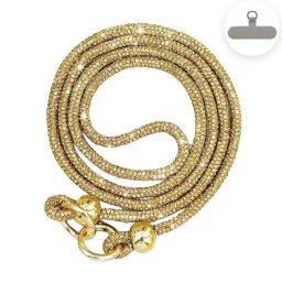 Snur telefon Lemontti cu cristale, 120cm, culoare auriu