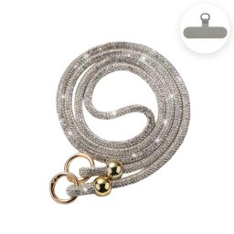 Snur telefon Lemontti cu cristale, 120cm, culoare alb