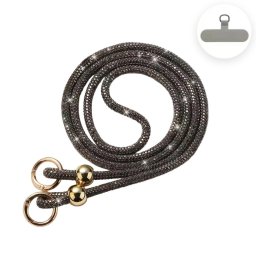 Snur telefon Lemontti cu cristale, 120cm, culoare gri