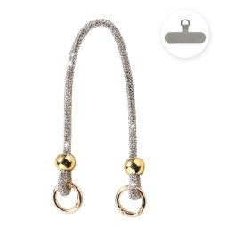 Snur de mana Lemontti Crystal Glow pentru telefon, 30cm, culoare argintiu