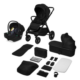 Carucior 3 in 1, Lionelo, Layla, Pana la 22 kg, Cadru aluminiu, Cu landou intarit si salteluta din spuma AirDots, Cu scoica auto testata ADAC, Reversibil, Cu ventilatie 3D, Cu accesorii, EN1888-1, EN1888-2, EN1466, Negru