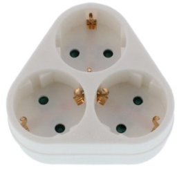 Set 2 x Stecher Triplu cu Contact Protectie, 3 X Schuko, Forma Triunghi, Well