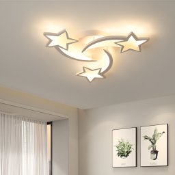 Lustra LED IPOMOEA 51W cu telecomanda, 3 stele, dimabila, alb mat