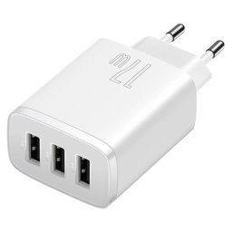 Incarcator de retea Baseus Compact 17W cu 3 porturi USB, alb